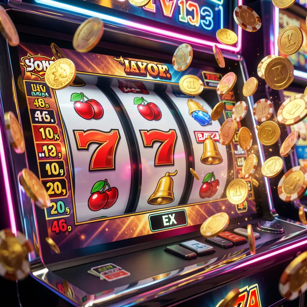 Close up view of a classic slot machine with glowing 777 symbols and falling coins representing big wins and premium slot entertainment at FG8 for players in Bangladesh
